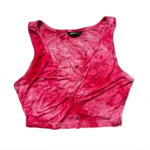 SHEIN Pink Tie-Dye Crop Top